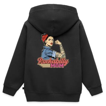 Rockabilly Rocknroll Musique Rock Hardrock - Sweat Premium à capuche zippé enfant bio - noir - Dos - AI Model Kid Male (0cm)
