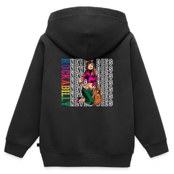 Rockabilly Rocknroll Musique Rock Hardrock - Sweat Premium à capuche zippé enfant bio - noir - Dos - AI Model Kid Male (0cm)