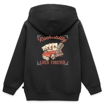 Rockabilly Rocknroll Musik Rock Hardrock - Kinder Premium Organic Zip Hoodie - Schwarz - Hinten - AI Model Kid Male (0cm)