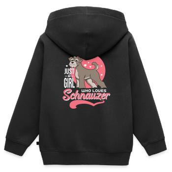 Schnauzer nain - Sweat Premium à capuche zippé enfant bio - noir - Dos - AI Model Kid Male (0cm)