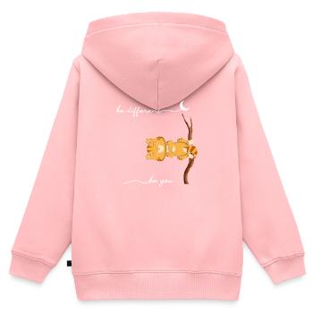 Be Different Katze - Kinder Premium Organic Zip Hoodie - Rosa - Hinten - AI Model Kid Female (0cm)