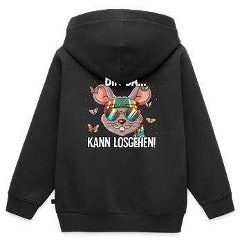 Bin Da Kann Losgehen Hippie Goa Rave - Kinder Premium Organic Zip Hoodie - Schwarz - Hinten - AI Model Kid Male (0cm)