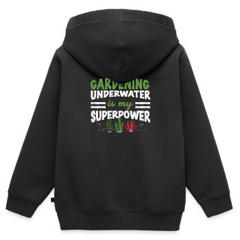 Drôle de jardinage sous-marin Superpuissance An - Sweat Premium à capuche zippé enfant bio - noir - Dos - AI Model Kid Male (0cm)