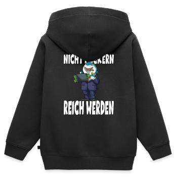 Nicht Meckern Reich Werden Hai Chef - Kinder Premium Organic Zip Hoodie - Schwarz - Hinten - AI Model Kid Male (0cm)