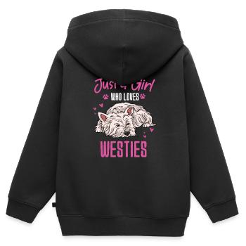 Terrier des Highlands de l’Ouest - Sweat Premium à capuche zippé enfant bio - noir - Dos - AI Model Kid Male (0cm)