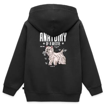 Terrier des Highlands de l’Ouest - Sweat Premium à capuche zippé enfant bio - noir - Dos - AI Model Kid Male (0cm)