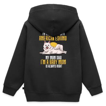 American Eskimo - Kids Premium Organic Zip-up Hoodie - black - Back - AI Model Kid Male (0cm)