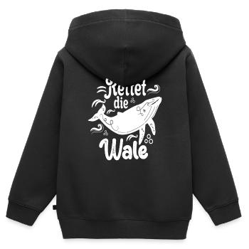 Rettet Die Wale Tierschutz Demonstration - Kinder Premium Organic Zip Hoodie - Schwarz - Hinten - AI Model Kid Male (0cm)