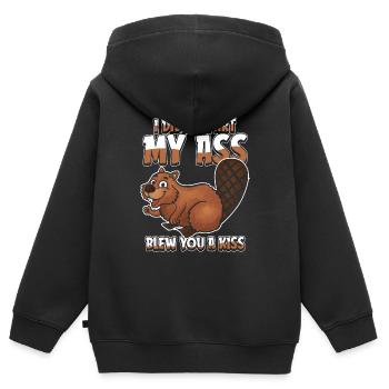 Castor Je n’ai pas pété mes fesses t’a soufflé un baiser - Sweat Premium à capuche zippé enfant bio - noir - Dos - AI Model Kid Male (0cm)