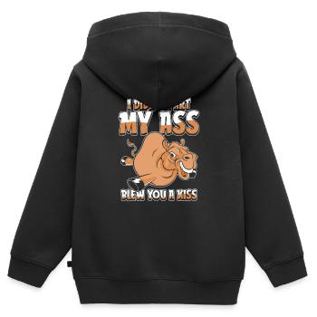Kamel Je n’ai pas pété mes fesses t’a soufflé un baiser - Sweat Premium à capuche zippé enfant bio - noir - Dos - AI Model Kid Male (0cm)