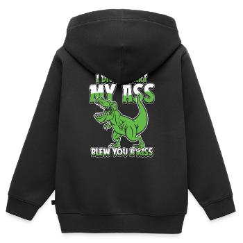 Dinosaure Je n’ai pas pété mes fesses t’a soufflé un baiser - Sweat Premium à capuche zippé enfant bio - noir - Dos - AI Model Kid Male (0cm)