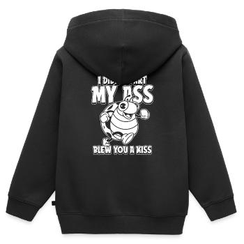 Coccinelle Je n’ai pas pété mes fesses t’a soufflé un baiser - Sweat Premium à capuche zippé enfant bio - noir - Dos - AI Model Kid Male (0cm)