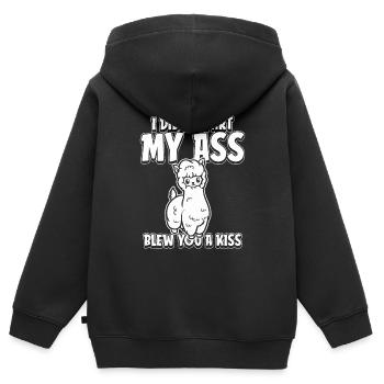 Lama Llama Ironie - Sweat Premium à capuche zippé enfant bio - noir - Dos - AI Model Kid Male (0cm)