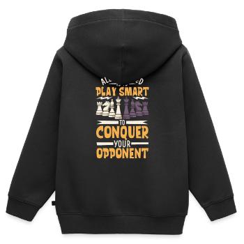 Joueur d’échecs échiquier Jeu d’échecs - Sweat Premium à capuche zippé enfant bio - noir - Dos - AI Model Kid Male (0cm)