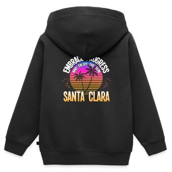 Santa Clara San Francisco Usa Design - Kinder Premium Organic Zip Hoodie - Schwarz - Hinten - AI Model Kid Male (0cm)