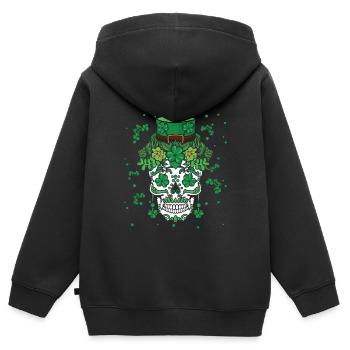 St Patty's Day Dia de los Muertos Irische Blume - Kinder Premium Organic Zip Hoodie - Schwarz - Hinten - AI Model Kid Male (0cm)