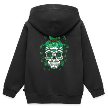 St Patty's Day El Dia De Los Muertos Irische Blume - Kinder Premium Organic Zip Hoodie - Schwarz - Hinten - AI Model Kid Male (0cm)