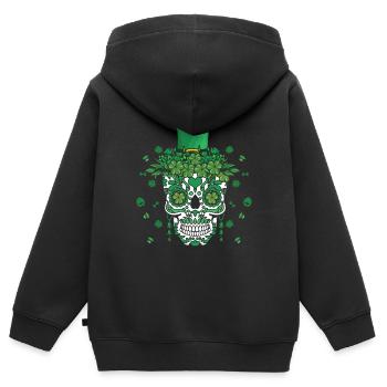El Dia De Los Muertos St Patty's Day Irische Blume - Kinder Premium Organic Zip Hoodie - Schwarz - Hinten - AI Model Kid Male (0cm)