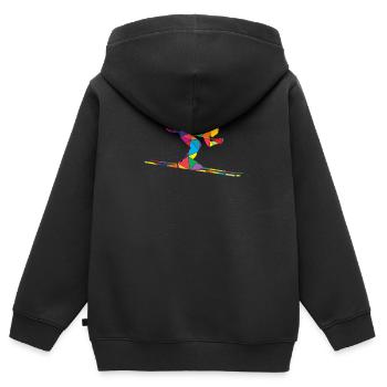 Low Poly Ski Polygon Skiing - Sweat Premium à capuche zippé enfant bio - noir - Dos - AI Model Kid Male (0cm)