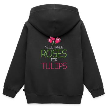 Tulpen Lustig Tulpen - Kinder Premium Organic Zip Hoodie - Schwarz - Hinten - AI Model Kid Male (0cm)