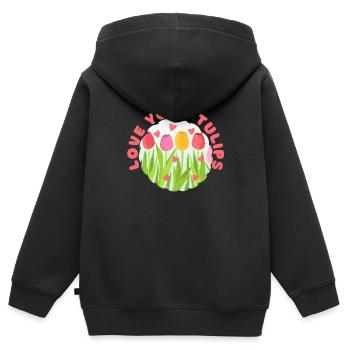 Tulipes Tulipes - Sweat Premium à capuche zippé enfant bio - noir - Dos - AI Model Kid Male (0cm)