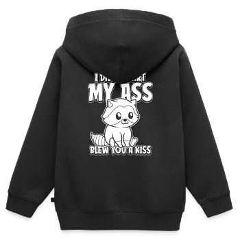 Raton laveur Je n’ai pas pété mes fesses Je t’ai soufflé un baiser - Sweat Premium à capuche zippé enfant bio - noir - Dos - AI Model Kid Male (0cm)