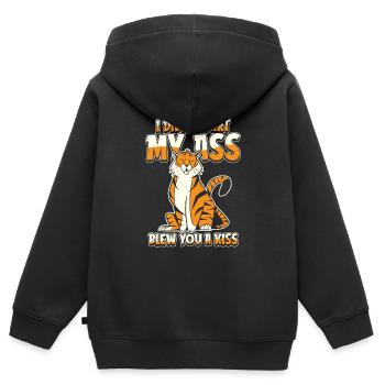 Tigre Je n’ai pas pété mes fesses Soufflé un baiser - Sweat Premium à capuche zippé enfant bio - noir - Dos - AI Model Kid Male (0cm)