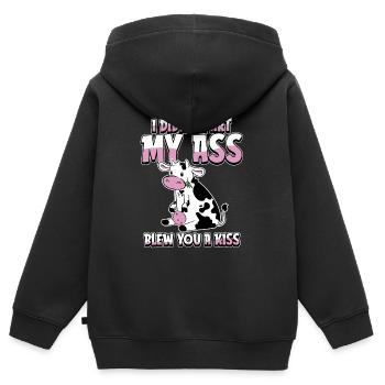 Élevage de vaches - Sweat Premium à capuche zippé enfant bio - noir - Dos - AI Model Kid Male (0cm)