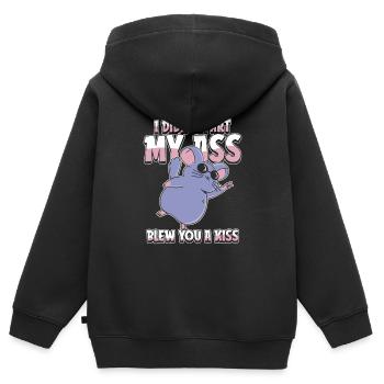 Chinchilla Je n’ai pas pété mes fesses t’a soufflé un baiser - Sweat Premium à capuche zippé enfant bio - noir - Dos - AI Model Kid Male (0cm)