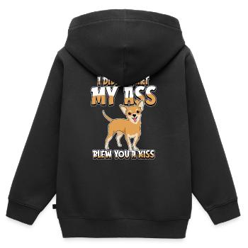 Chihuahua Je n’ai pas pété mes fesses t’a soufflé un baiser - Sweat Premium à capuche zippé enfant bio - noir - Dos - AI Model Kid Male (0cm)