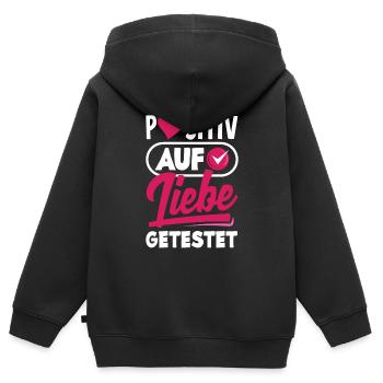 Tested positive for love engagement wedding anniversary - Kids Premium Organic Zip-up Hoodie - black - Back - AI Model Kid Male (0cm)