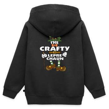 The Crafty Leprechaun St Patrick's Day - Kinder Premium Organic Zip Hoodie - Schwarz - Hinten - AI Model Kid Male (0cm)