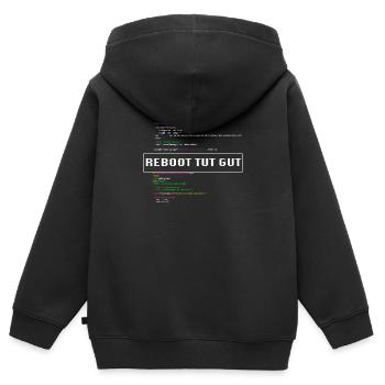 Reboot Tut Gut IT-Berater Admin Neustart - Kinder Premium Organic Zip Hoodie - Schwarz - Hinten - AI Model Kid Male (0cm)