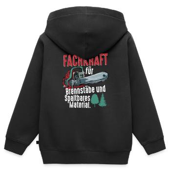 Fachkraft für Brennstäbe und spaltbares Material - Kinder Premium Organic Zip Hoodie - Schwarz - Hinten - AI Model Kid Male (0cm)