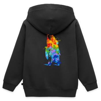 Pinguin Splash Art Arktis Eis - Kinder Premium Organic Zip Hoodie - Schwarz - Hinten - AI Model Kid Male (0cm)