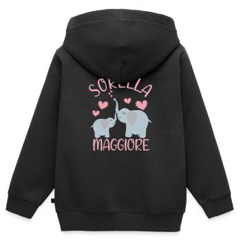 Sorella Maggiore Elefanti Annuncio Gravidanza - Kinder Premium Organic Zip Hoodie - Schwarz - Hinten - AI Model Kid Male (0cm)