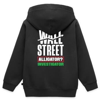 Wall Street Alligator? Investigator Investor Day - Kinder Premium Organic Zip Hoodie - Schwarz - Hinten - AI Model Kid Male (0cm)