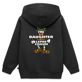 La fille Leprechaun St Patrick’s Day - Sweat Premium à capuche zippé enfant bio - noir - Dos - AI Model Kid Male (0cm)