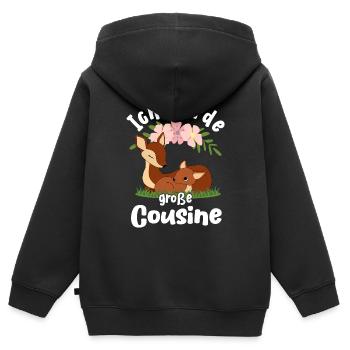 Große Cousine verkünden Rehkitz Bald Cousine - Kinder Premium Organic Zip Hoodie - Schwarz - Hinten - AI Model Kid Male (0cm)