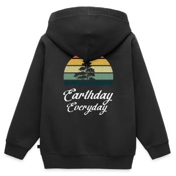 Planet Oceans Day Retro Vintage Earth Day - Kinder Premium Organic Zip Hoodie - Schwarz - Hinten - AI Model Kid Male (0cm)