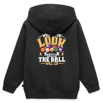 Billard Billards Cue Sports Joueur de billard professionnel - Sweat Premium à capuche zippé enfant bio - noir - Dos - AI Model Kid Male (0cm)
