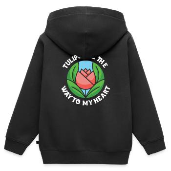 Tulipes Tulipes - Sweat Premium à capuche zippé enfant bio - noir - Dos - AI Model Kid Male (0cm)