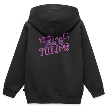 Tulipes Tulipes - Sweat Premium à capuche zippé enfant bio - noir - Dos - AI Model Kid Male (0cm)