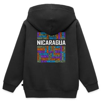 Nicaragua - Words - Kids Premium Organic Zip-up Hoodie - black - Back - AI Model Kid Male (0cm)