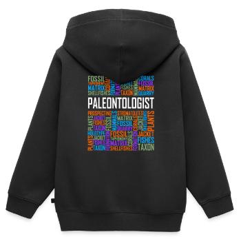 Paleontologist - Words - Kids Premium Organic Zip-up Hoodie - black - Back - AI Model Kid Male (0cm)