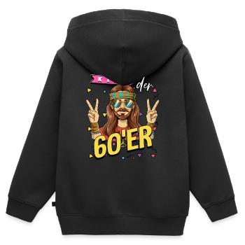 Kind der 60er Jahre Mann Kostüm - Kinder Premium Organic Zip Hoodie - Schwarz - Hinten - AI Model Kid Male (0cm)