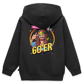 Kind der 60er Jahre Mann Kostüm - Kinder Premium Organic Zip Hoodie - Schwarz - Hinten - AI Model Kid Male (0cm)