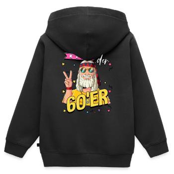 Kind der 60er Jahre Alter Mann Kostüm - Kinder Premium Organic Zip Hoodie - Schwarz - Hinten - AI Model Kid Male (0cm)