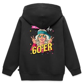 Kind der 60er Jahre Alte Frau Kostüm - Kinder Premium Organic Zip Hoodie - Schwarz - Hinten - AI Model Kid Male (0cm)