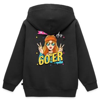 Kind der 60er Jahre Frau Kostüm - Kinder Premium Organic Zip Hoodie - Schwarz - Hinten - AI Model Kid Male (0cm)